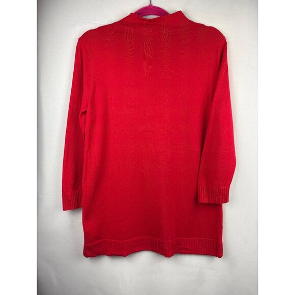 Iman Chic Mock Neck Knit Sweater Red Long Sleeve Soft Textured Womens Top - Picture 3 of 5